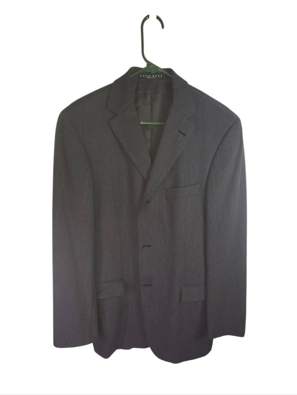 Vintage Hugo Boss Rossellini Suit Jacket Blazer Gray 100% Virgin Wool Mens 40R